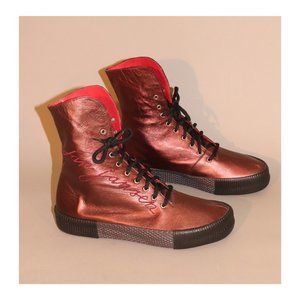 Jan Jansen Red Metallic High Top Sneakers NWOT Size 8